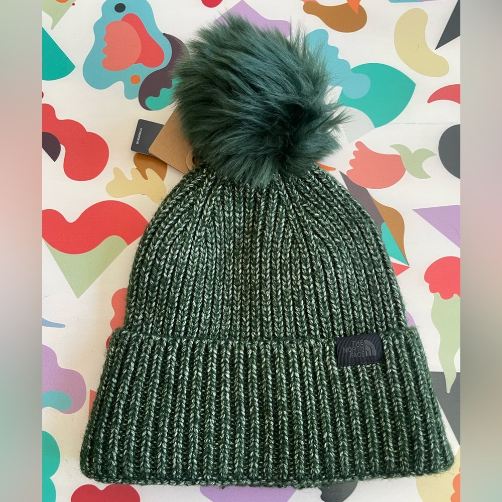 The North Face Forest Green Pom-Pom Beanie